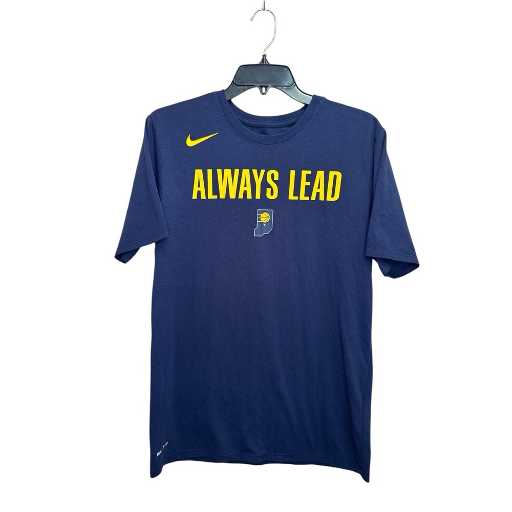 Nike Indiana Pacers NBA Dri-Fit Shirt Mens Medium Navy Blue Always Lead Practice